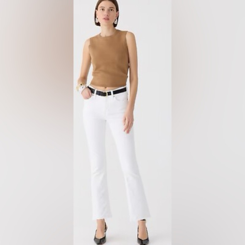 J.Crew 9" Demi-Boot Cropped Jeans in White Wash